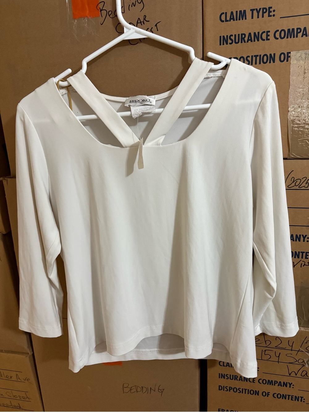 White V-Strap Long Sleeve Top